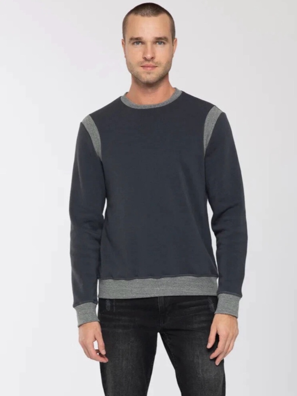 Sol Angeles Two-Tone Crewneck Sweatshirt - Charcoal & Heather Gray